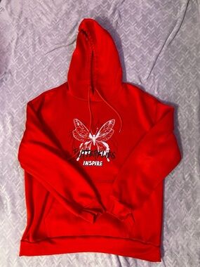 SHEIN Red Butterfly Hoodie